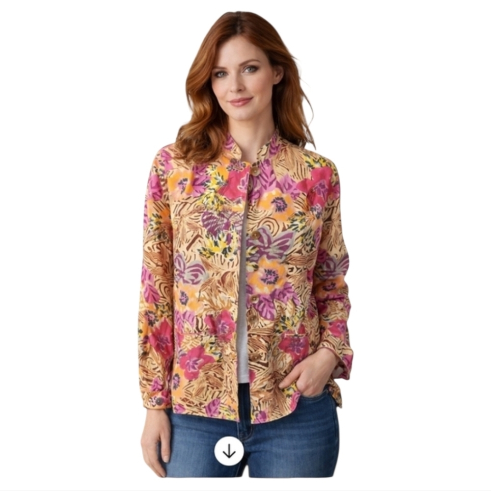 Laura Ashley Pink and Purple Floral Button Down Shirt